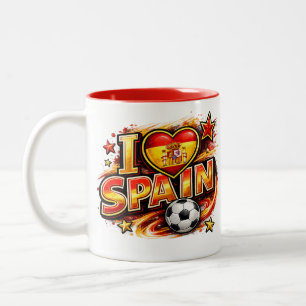 Jag älskar Spanien Fotboll Fankopp   Patriotisk Sp Två-Tonad Mugg
