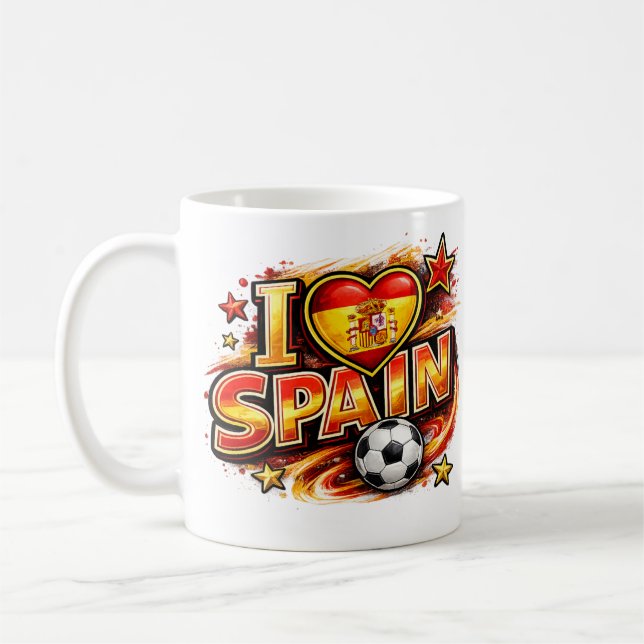 Jag älskar Spanien Fotboll Fankopp | Patriotiska S Kaffemugg (Vänster)