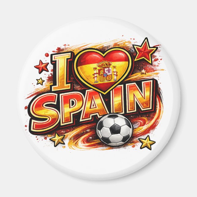 Jag älskar Spanien Fotbollsfan  | Patriotiska Span Magnet (Framsidan)