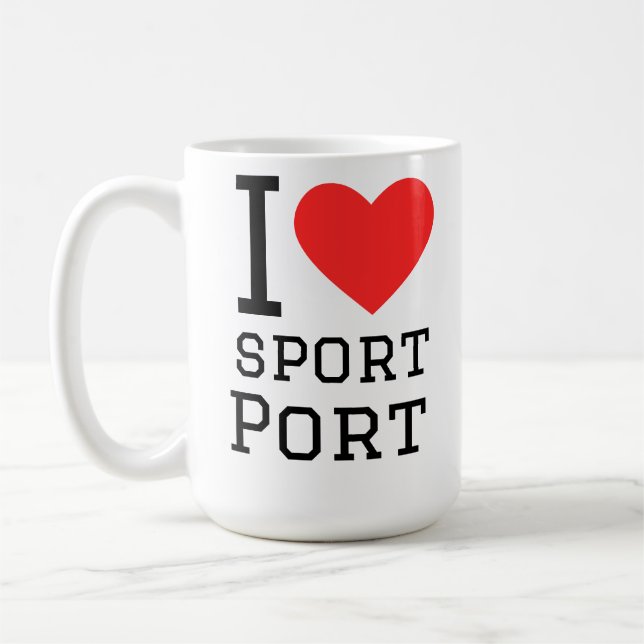 Jag älskar sport hamn kaffemugg (Vänster)