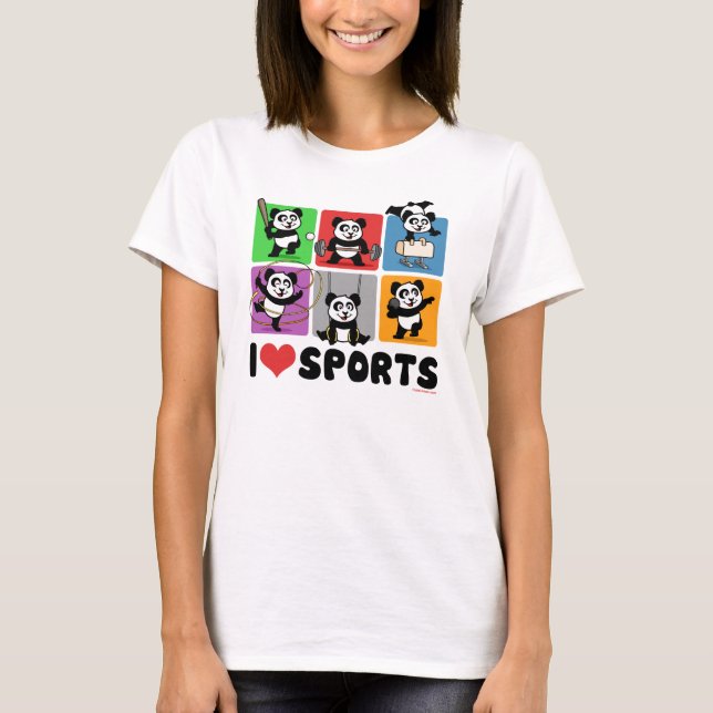 Jag älskar sportar (ljusa t-skjortor) tee shirt (Framsida)