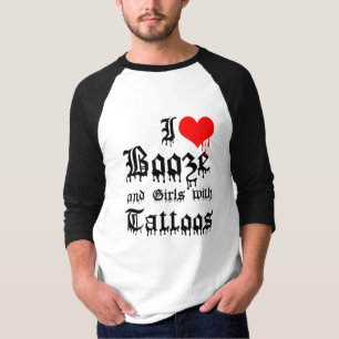 Jag älskar spriten och flickor med tatueringar t shirt