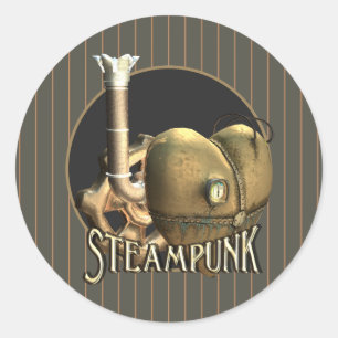 Jag älskar Steampunk mässingshjärta Runt Klistermärke