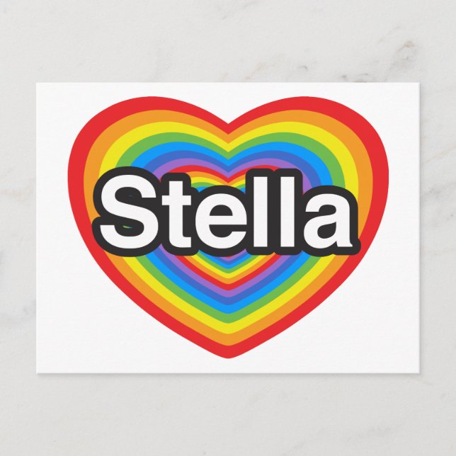 Jag älskar Stella. Jag älskar dig Stella. Hjärta Vykort (Framsida)