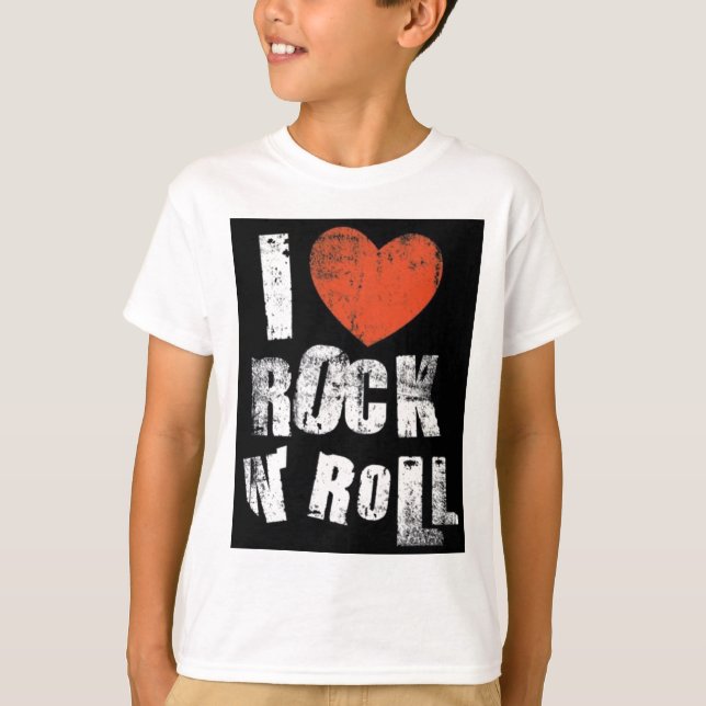 jag älskar sten - och - rulle t-shirt (Framsida)