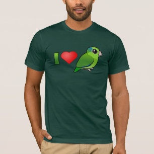 Jag älskar Stillahavs- Parrotlets (grönt) Tee Shirt