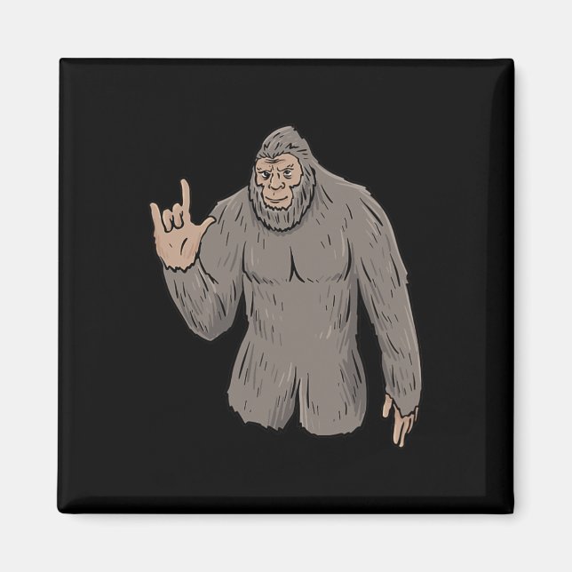 Jag älskar stor fot ASL handgest Deaf hörselnedsät Magnet (Framsidan)