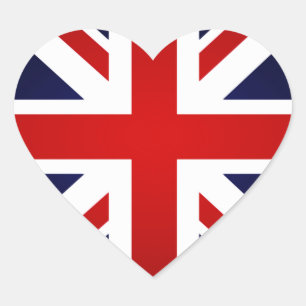 Jag älskar Storbritannien - brittisk flagga för Hjärtformat Klistermärke