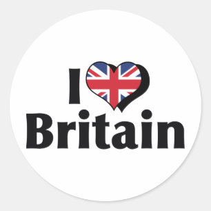 Jag älskar Storbritanniens flagga Runt Klistermärke
