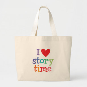 Jag älskar Storytime T-tröja & gåvor Jumbo Tygkasse
