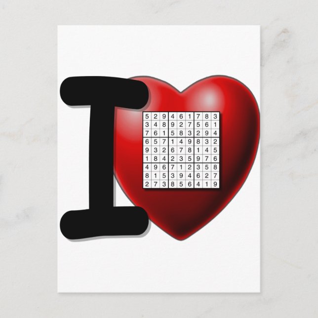 Jag älskar Sudoku Vykort (Framsida)