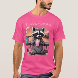 Jag älskar Summer Raccoon på Boardwalk med en läsk T Shirt