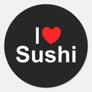 Jag älskar Sushi (för hjärta) Runt Klistermärke