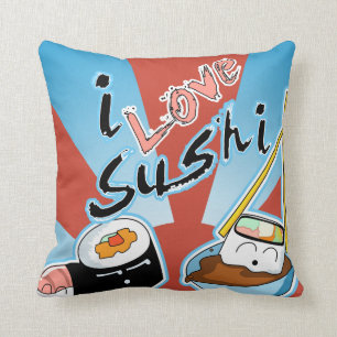 Jag älskar SushitecknadSushi Kudde
