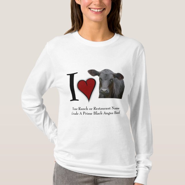 Jag älskar svart Angus nötkött Tee Shirt (Framsida)
