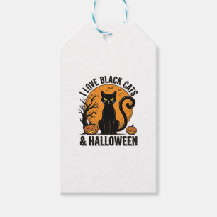 Jag älskar svarta katter Halloween Vintage skjortd Presentetikett