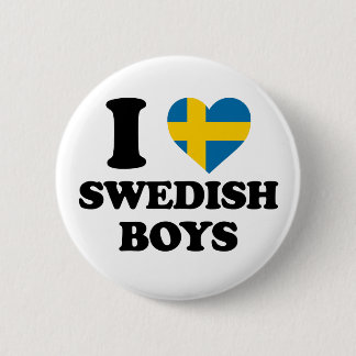 Jag älskar svenska pojkar Sverige Flagga Hjärta Knapp
