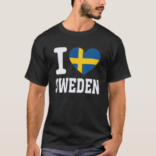 Jag älskar Sverige Hjärt Souvenir Älskare Stolthet T Shirt