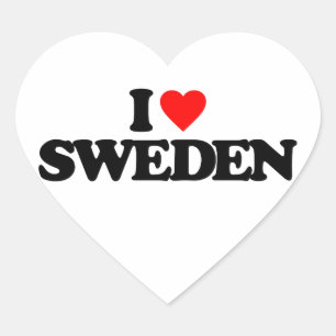 JAG ÄLSKAR SVERIGE HJÄRTFORMAT KLISTERMÄRKE
