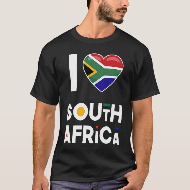 Jag älskar Sydafrika  Flagga Jag älskar Sydafrika T Shirt (Framsida)