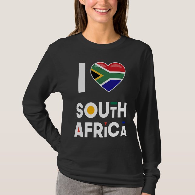 Jag älskar Sydafrika  Flagga Jag älskar Sydafrika T Shirt (Framsida)