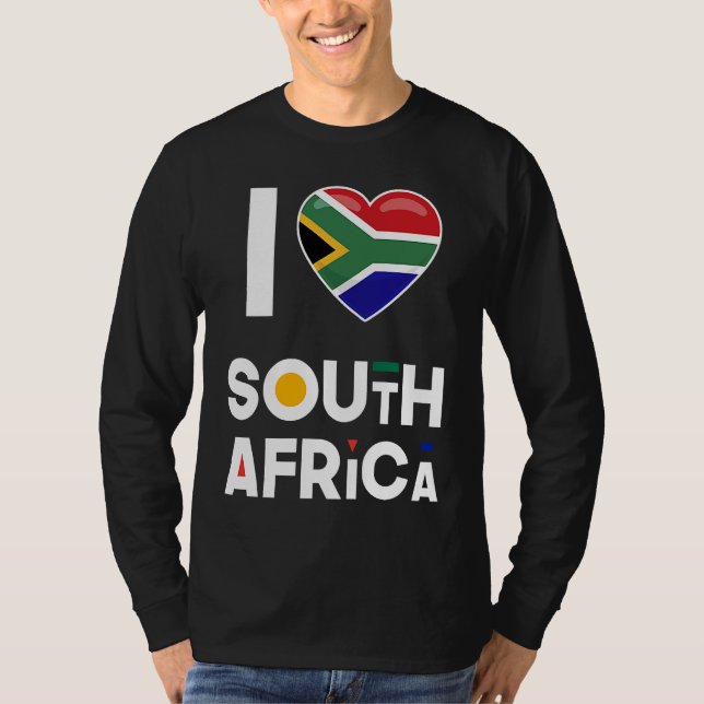 Jag älskar Sydafrika  Flagga Jag älskar Sydafrika T Shirt (Framsida)
