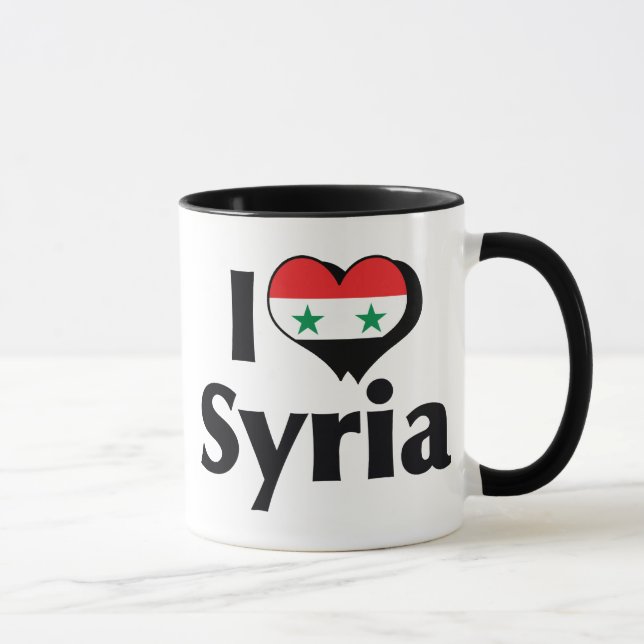 Jag älskar Syrien Flagga Mugg (Höger)
