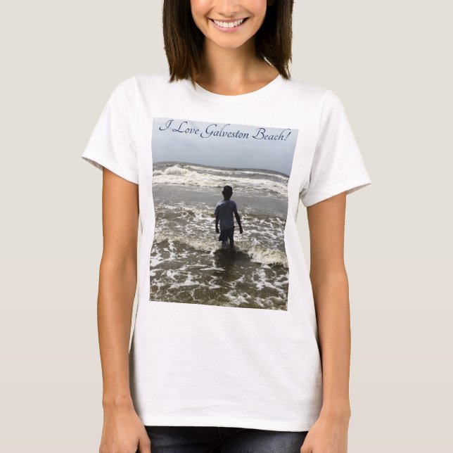 Jag älskar T-tröja för den Galveston strandvuxen T Shirt (Framsida)