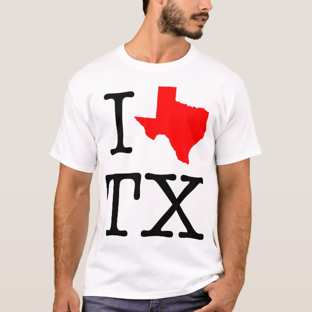Jag älskar T-tröja för TX Texas T-shirt (Framsida)