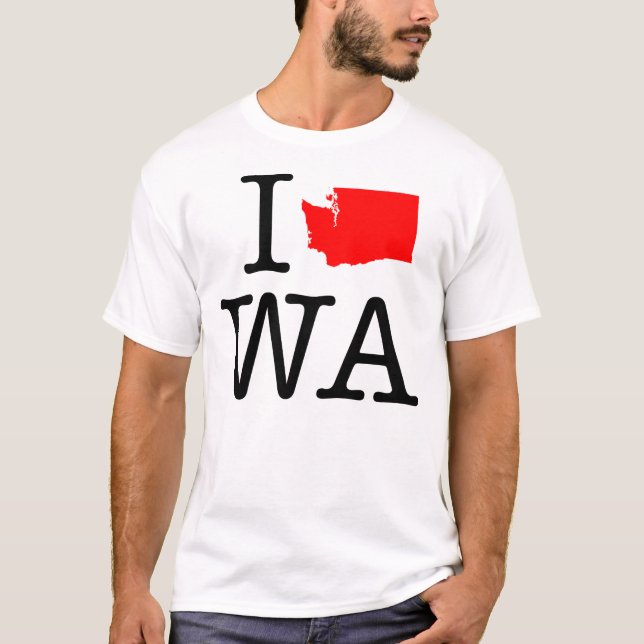 Jag älskar T-tröja för WA Washington T Shirt (Framsida)