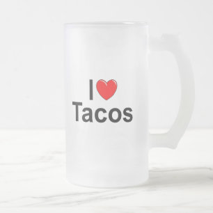 Jag älskar tacosen (för hjärta) frostat ölglas