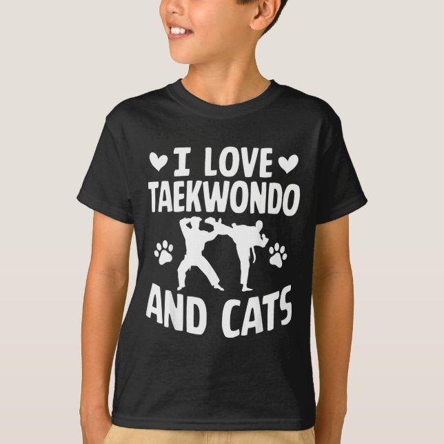 Jag älskar Taekwondo och katter T Shirt (Framsida)