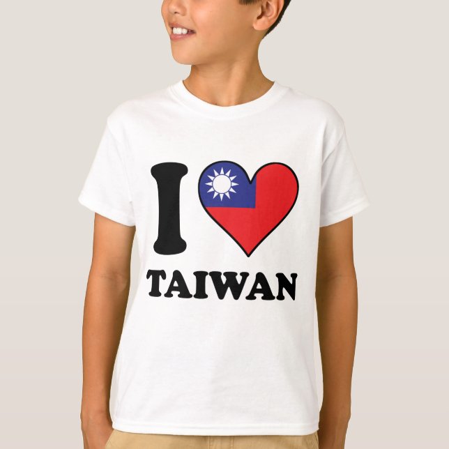 Jag älskar Taiwan taiwanesisk flaggahjärta Tee (Framsida)