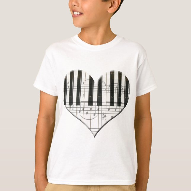 Jag älskar tangentbord för piano- eller tee shirt (Framsida)