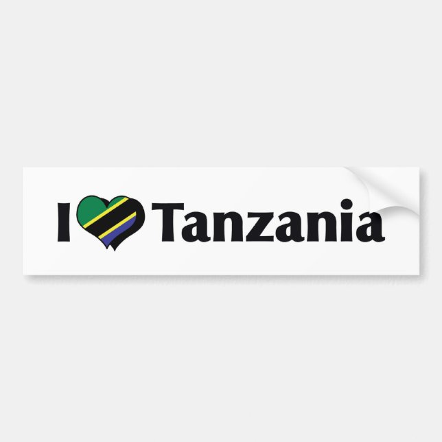Jag älskar Tanzania Flagga Bildekal (Framsidan)
