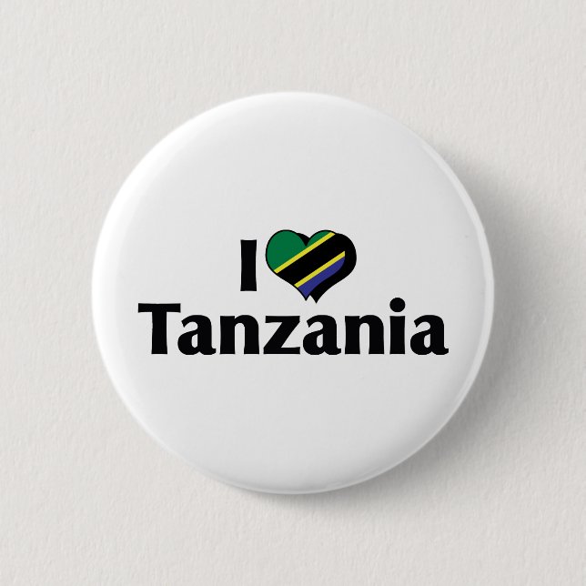 Jag älskar Tanzania flagga Knapp (Framsida)