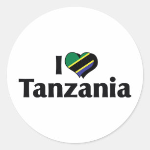 Jag älskar Tanzania flagga Runt Klistermärke