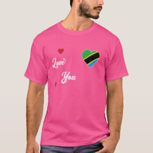 Jag älskar Tanzania med Tanzanias flagga i ett hjä T Shirt