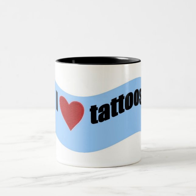 jag älskar tatttoosbandlook Två-Tonad mugg (Center)