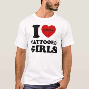 jag älskar tatuerade flickor t shirt