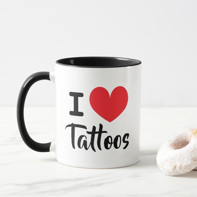Jag älskar tatueringar kaffemugg för tatueringsäls (Med munk)