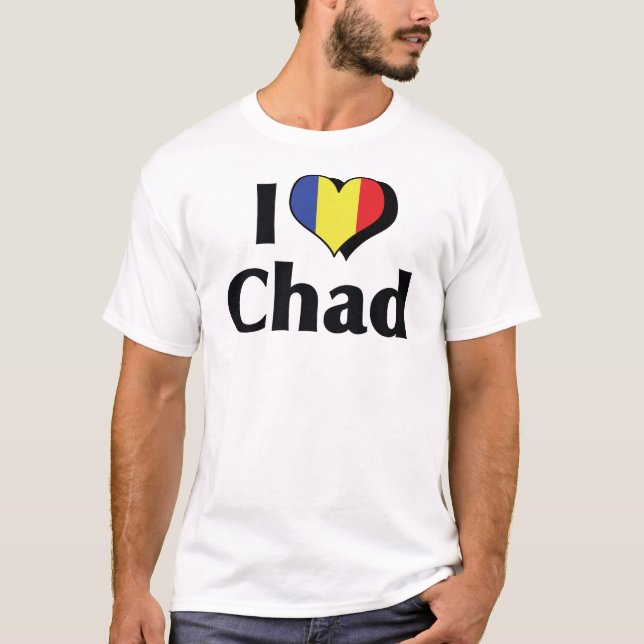 Jag älskar Tchads flagga T Shirt (Framsida)