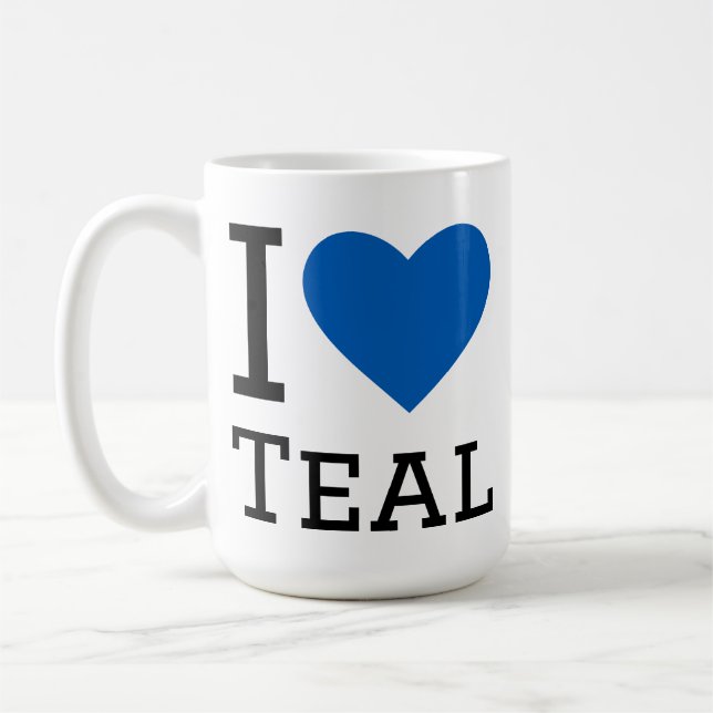 Jag älskar teal  kaffemugg (Vänster)