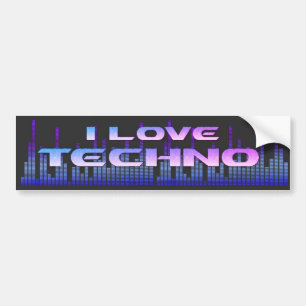 Jag älskar Techno Bildekal