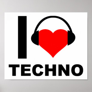 Jag älskar Techno Rolig Affisch