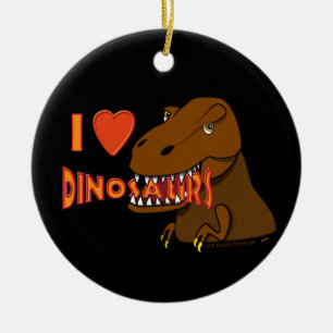 Jag älskar tecknaden Tyrranosaurus Rex för Julgransprydnad Keramik