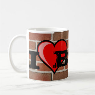 Jag älskar tegelsten kaffemugg
