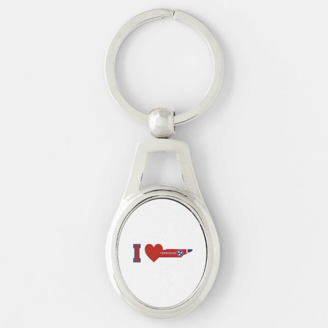 Jag älskar Tennessee Ovalt Silverfärgad Nyckelring (Framsidan)