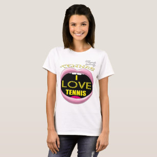 Jag älskar tenniskvinna grundläggande T-tröja T-shirt