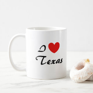 Jag älskar Texas-hjärtat typografi kaffemugg